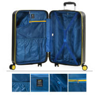 Set de 2 Maletas Negras Rígidas Lois Zion (Cabina + Mediana) - ABS Texturizado, Candado TSA, Puerto USB, Color Negro con Detalles Amarillos, Capacidad Total 90L - details 2