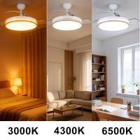 Ventilador de Techo Moderno 66W con 4 Aspas Retráctiles, Luz LED 36W, Motor DC 30W, 6 Velocidades, 3CCT, Control Remoto Ostark-LEDUNI - details 8