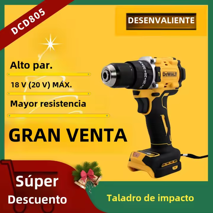 Taladro De Impacto Inalámbrico Dewalt DCD805 Sin Cable Potencia Multifuncional 20V Herramienta Eléctrica Para El Hogar Con Motor Sin Escobillas - 1