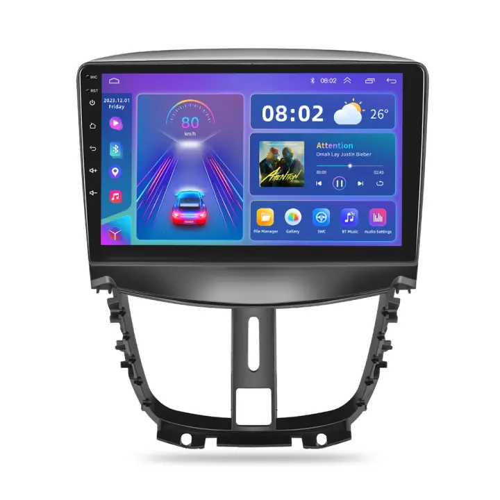 Podofo Radio de coche Android 2 Din para Peugeot 207 2009 2010 2011 2012 2013 Carplay 8+128GB AI Voice WIFI+4G DSP GPS Navegación Multimedia Reproductor de Video - 1
