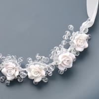 Diadema De Flor De Cristal Para Novia Y Reina Accesorio De Cabello De Boda Joyería De Fiesta Tipo De Bandeja De Vino Para Mujer - details 7