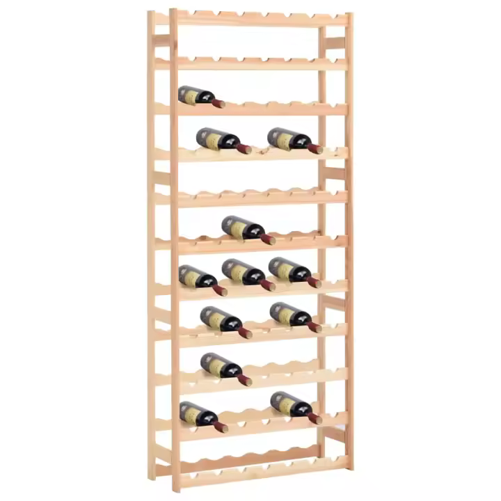 vidaXL Botellero para 77 botellas de madera de pino en color Natural/Gris/Negro y más - 1