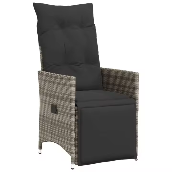 Sillón reclinable de Jardín con almohadas sintético Gris - 1