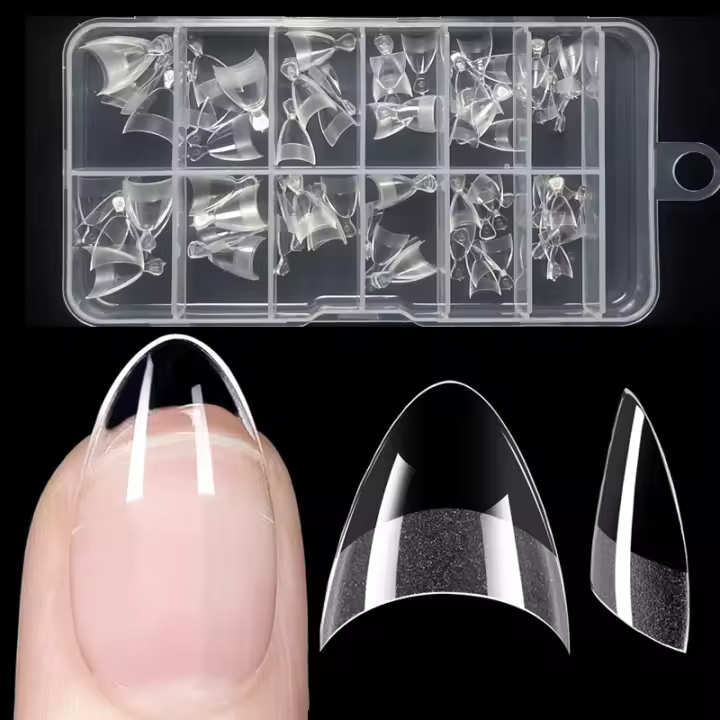 240pcs Dedales De Uñas Postizas Almendradas Medio Mate XS Para Cama De Uñas Pequeña Y Pequeña Extensión De Uñas De Acrílico 12 Tamaños En Caja - 1
