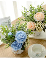 Conjunto de Flores Artificiales - Jarrón de Cerámica con Cuerda de Yute, Rosas y Plantas Falsas para Decoración del Hogar - details 6