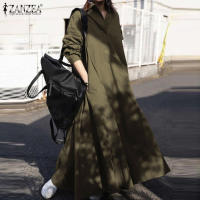Vestido Largo De Leopardo ZANZEA Para Mujer Otoño Elegante Casual Manga Larga Cuello En V a Line Suave Trabajo Vestido De Fiesta - details 6