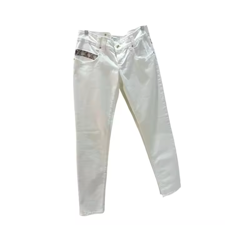 Met tejano para mujer pedreria color blanco,98%algodon,2%elastan - 1
