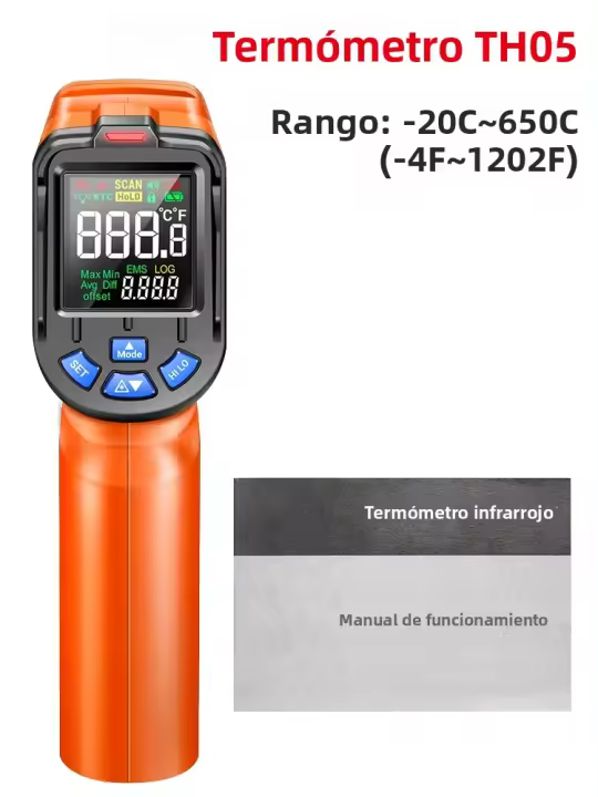 ANENG TH05 Termómetro Digital Infrarrojo No Contacto -20~650℃ Con Laser Pyrometro Pistola Medidor De Temperatura Herramientas Para Industrial - 1