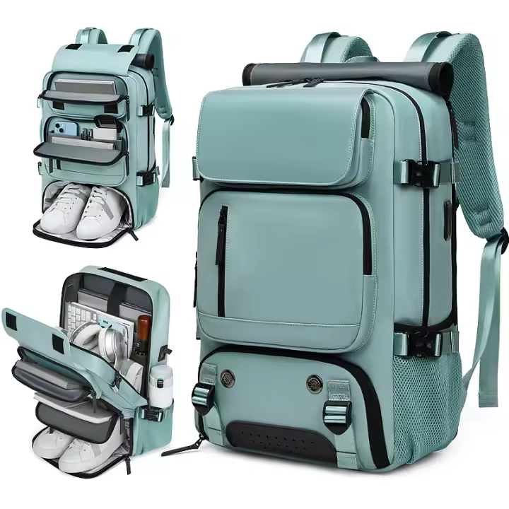 1pieza Mochila de senderismo para hombres y mujeres elegante mochila casual con compartimentos para zapatos y puertos de carga - Ligera, gran capacidad para acomodar una mochila para portátil de 17 pulgadas para ocio, campus, - 1