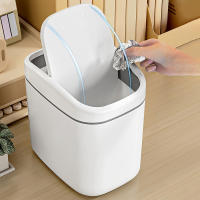 Small Mini Papelera De Escritorio Plástica Con Cubierta De Agitar Para El Hogar Y La Oficina Bins De Basura Doméstica Y Limpieza - details 5