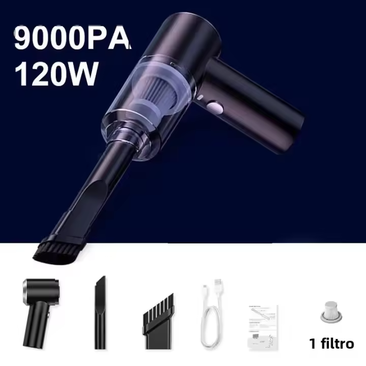 Aspiradora Portátil Para Coche 9000pa Mini Limpiador De Interiores Sin Cable Con Carga Tipo-C 120W Aspiradora Mano Para Automóvil - 1
