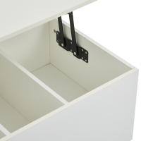Moderna Mesa de Centro Blanca DE ALTO Brillo con iluminación LED y almacenamiento Oculto-Mesa Auxiliar con desplazamiento hidráulico, 100*50*35 cm, 40 kg de carga - details 7