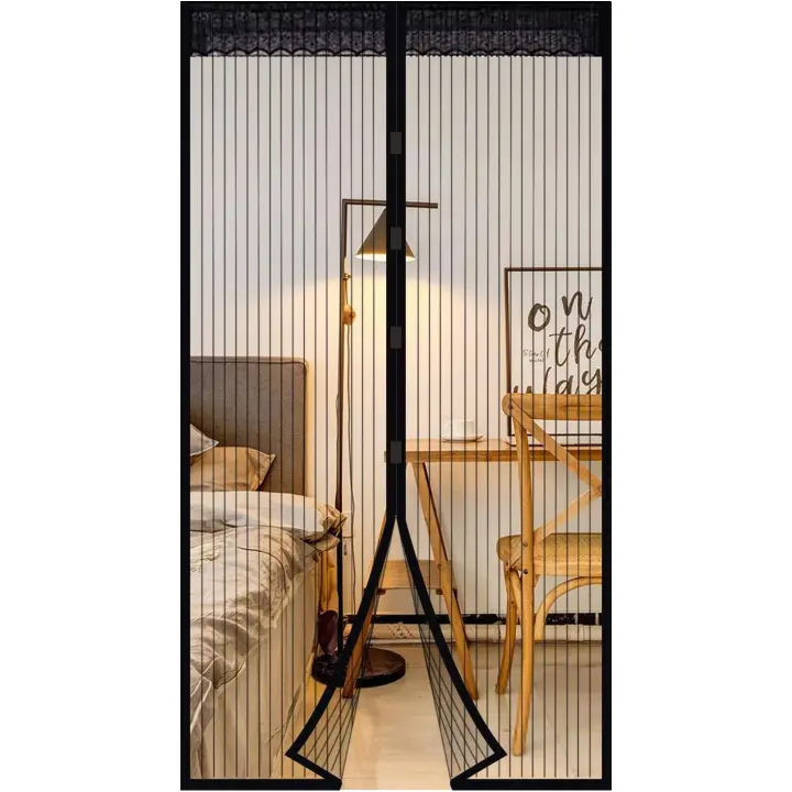 Mosquitera Magnética para Puertas 90 x 210 cm Cortina Protección contra Insectos para Puerta de Balcón Sala de Estar Puerta de Patio Pegado sin Taladrar, Negro - 1
