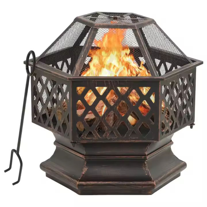 vidaXL Brasero con atizador acero 62x54x56 cm - 1