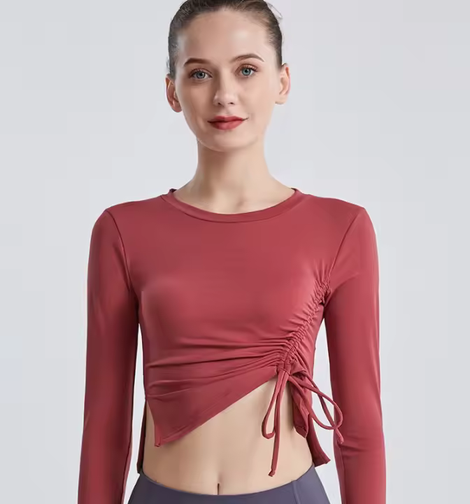 Deportivo Top Mujer manga Largo, ajustado con Lasso y Cordón, elástico y elegante - 1