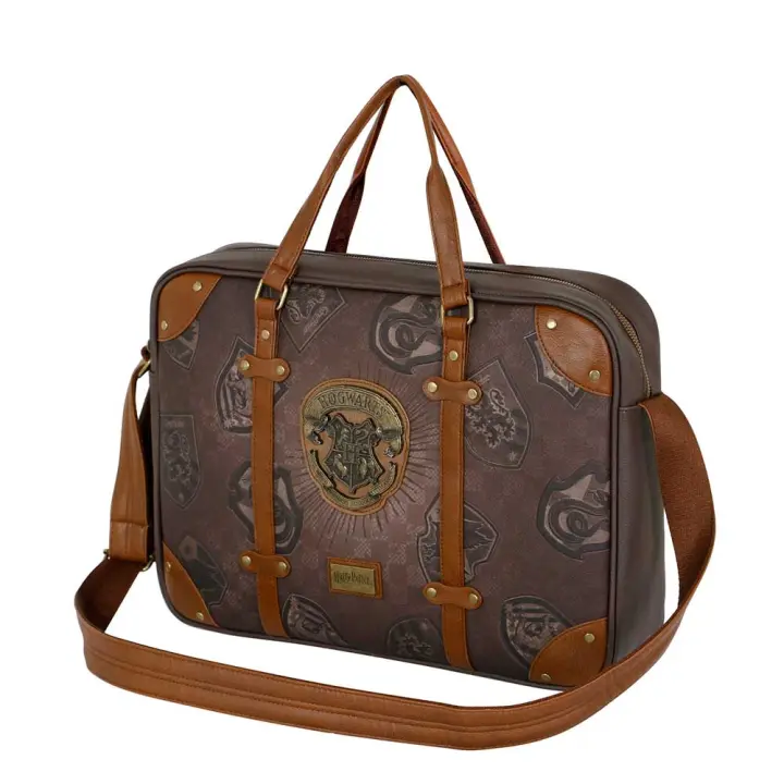 Bolso Bandolera Unisex Ordenador Harry  Potter con Escudo metálico de Hogwarts Coleccion Pride 42x30x9cm - 1