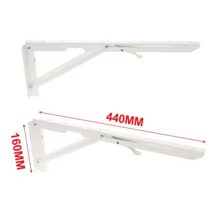 2pcs Soporte de Pared Triangular Plegable , Acero Inoxidable , Soporte Ajustable de Estante para Mesa , Ahorro de Espacio , Carga hasta 159 kg , 2 Unidades , Ideal para Estantes y Escritorios , Fácil Montaje - 1