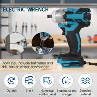 Llave de impacto eléctrica inalámbrica, taladro de mano sin escobillas, herramienta eléctrica para batería Makita de 18V, 520N.m,4200Rpm - details 9