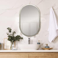 Espejo Ovalado de Pared Fabricado en España - Moldura 2.5 cm - Acabado Artesanal - Color Plata Envejecida - details 1