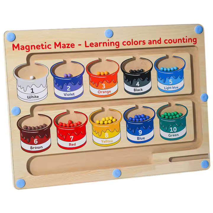 Juguetes Educativos Para Niños Tablero De Color Y Número De Madera Con Bolígrafo Magnético Y Laberinto Juego De Resolución De Problemas De Edad Temprana Regalos - 1