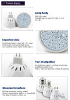 Lámpara De Crecimiento Para Jardín Interior 60LEDs 80LEDs Espectro Completo E27 E14 MR16 GU10 220V 110V 5W 6W 8W Para Plantas - details 2