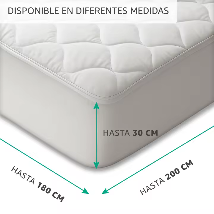 VALENTIA HOME Protector Colchon QUILT  I  ACOLCHADO  I  Impermeable y Transpirable, | ajustable 30cm de altura | 🔇 silencioso | 100% poliéster - Lavable, Elastico, muy suave, Super Absorbente. Tamaños de cama 90cm 105cm 135cm 150cm 180cm y 200cm, largos - 1