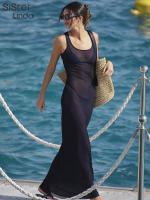 Vestido Maxi Malla Transparente Sisterlinda Para Mujer Verano Sin Mangas Elegante Y Ajustado Para Fiesta De Vacaciones Ropa De Mujer - details 11