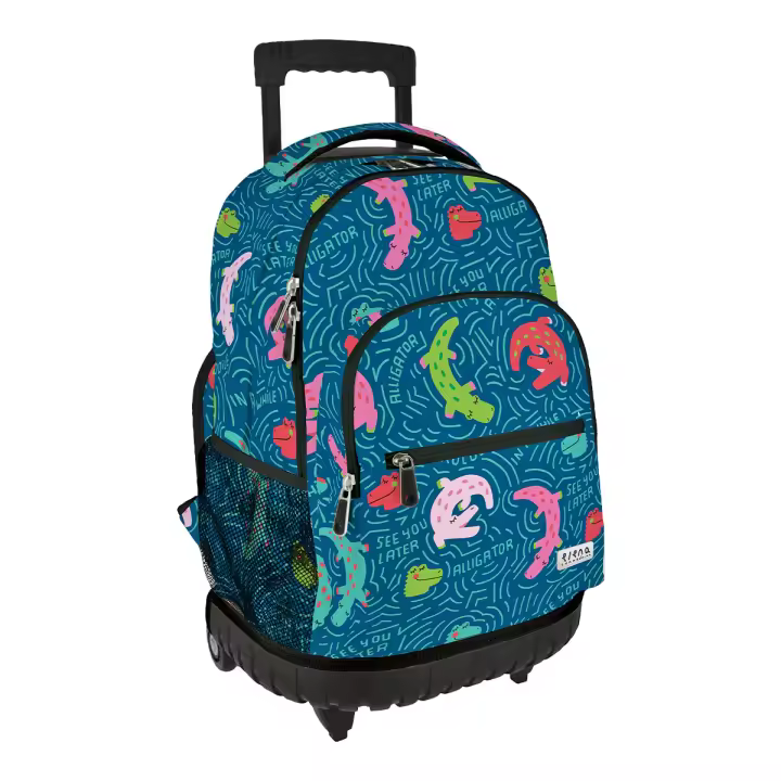 Grafoplás Design - Mochila Escolar 3 Cremalleras y Carrito Integrado. Acolchada. Alligator - 1