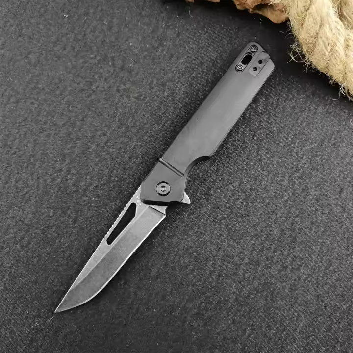 Cuchillo De Doble Filo Con Ayuda De Infusión 239 3.25" De Acero Inoxidable 8Cr13Mov Tanto Negro Con Manillas De Fibra De Nylon Táctico - 1