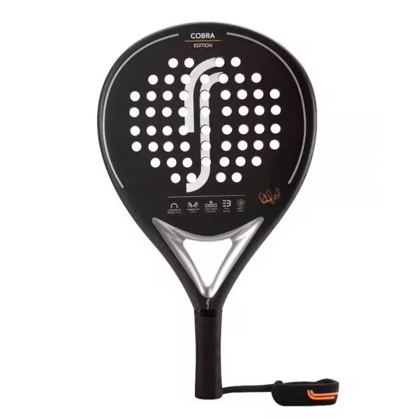 NR HERMANO ESPAÑOL RS Padel Cobra Edition Negro Naranja Fibra de Vidrio Light Weight - Control Excepcional - 1