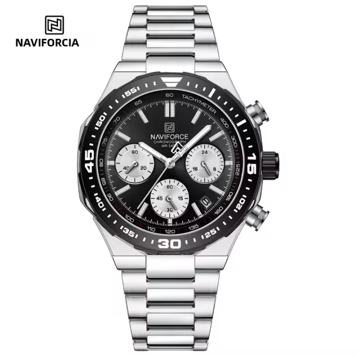 Reloj De Moda NAVIFORCE Para Hombres De Calidad Superior Acero Inoxidable Impermeable Clásico Cuarzo Reloj De Pulsera Grande Con Manos Luminosas Y Fecha Automática - 1