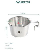Campingmoon 1PCS Set De Bowling Al Aire Libre Portátil De Acero Inoxidable 304 600ml Con Mango Taza De Camping Para Viajes Y Senderismo - details 1
