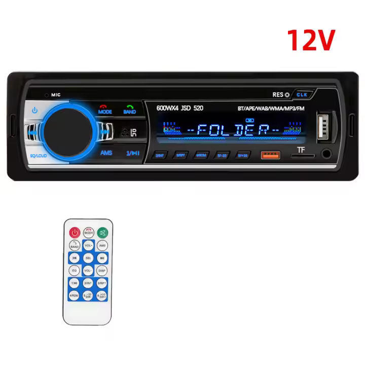 HIPPBQCC Radio De Coche 1 Din Estéreo Multimedia Bluetooth MP3 Player Digital FM ISO Con Entrada Auxiliar Y USB Autoradio Universal - 1