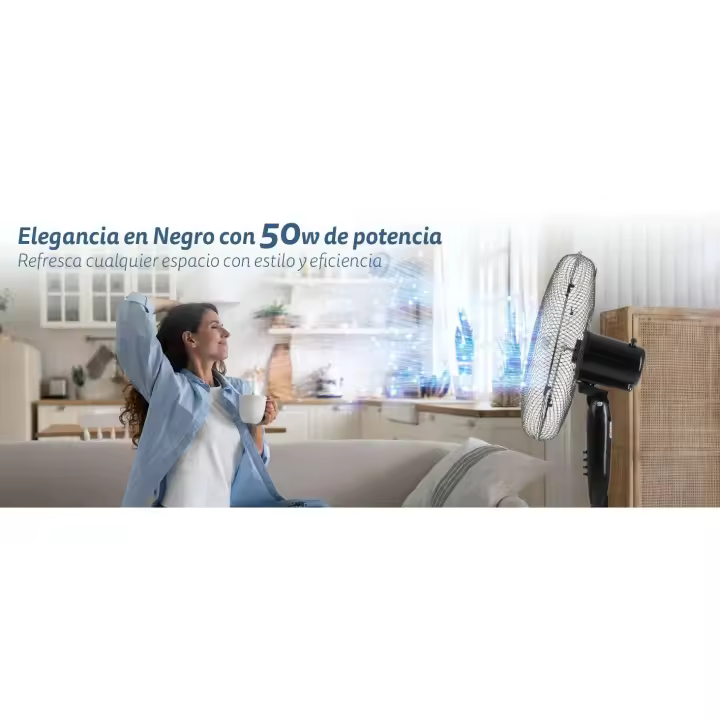 Ventilador de Pie FAN-165XNG - Base en  Forma X - 50W - Negro - 1