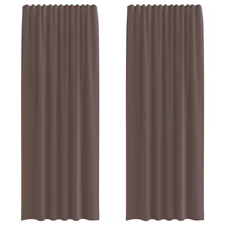 vidaXL Cortinas de gasa con bolsillos para varillas 2 uds. marrón - 1