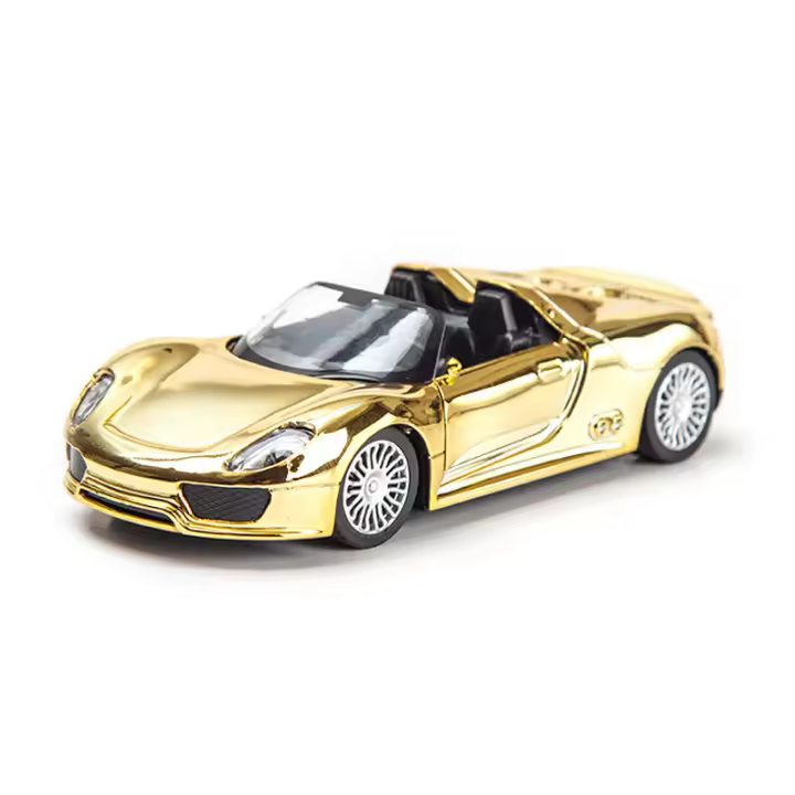 Coche De Acción Retroalimentado 1:32 En Aleación De Metal Dorado Modelo De Coche Juguetes Para Niños Con Puertas Abatibles Vehículo De Simulación Regalos Para Edades 4-14+ - 1