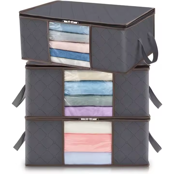 Bolsa de almacenamiento de ropa de 35 l, caja de almacenamiento plegable debajo de la cama para dormitorio, juguetes, paquete de 3 - 1