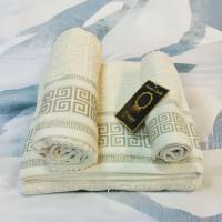 Juego de Toallas de Lujo Mercatienda.es en Algodón Portugués 100% - Absorción 600g/m2 - Set 3 Piezas - Beis Dorado - details 6