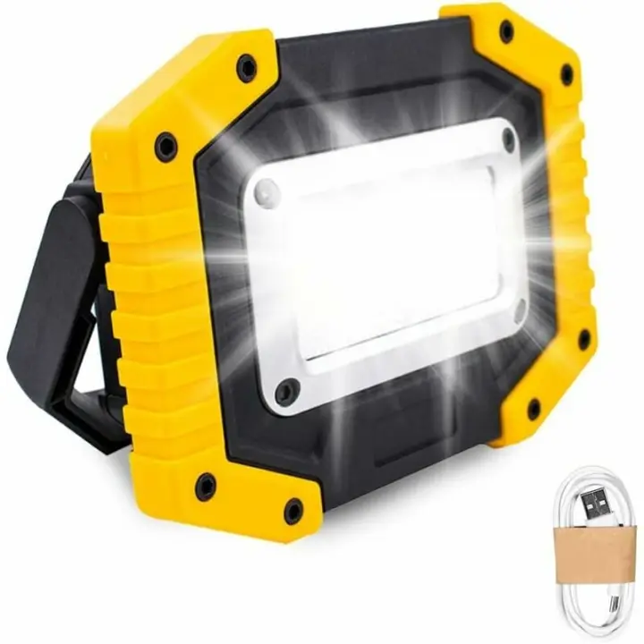 Reflector LED Recargable SPEAKS LA Construcción - Reflector de 30 W Luz de Segurad with Katería with 3 Modos de Camping Reflector COB with USB Impermeable para Pesca, Senderismo (Barería no incluida) - 1