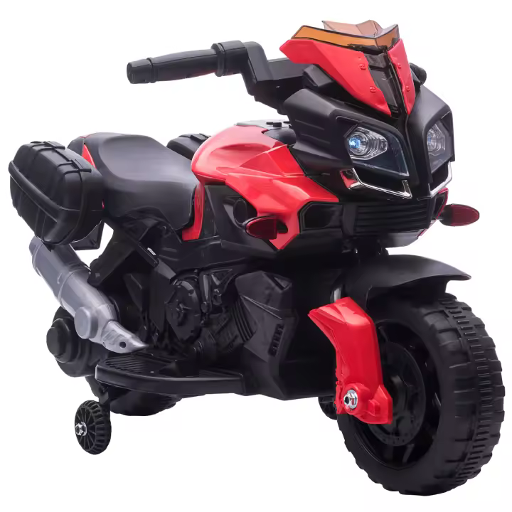 HOMCOM Moto Eléctrica para Niños de 18-48 Meses 6V con Faros Bocina 2 Ruedas de Equilibrio Velocidad 3 km/h Avance y Retroceso Motocicleta de Juguete Carga 25 kg 88,5x42,5x49 cm - 1
