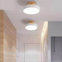 Lámpara De Techo Industrial Nórdica Para Entrada Sala De Estar Dormitorio Estudio Baño Luz Redonda De Madera Moderna - details 1