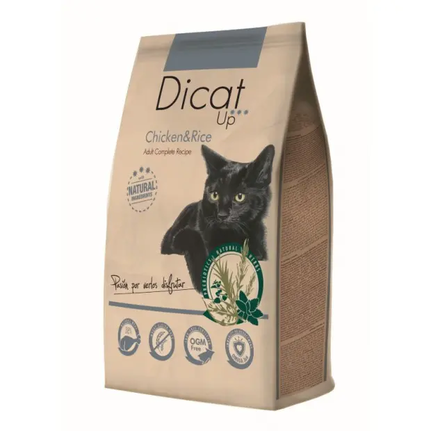 Dibaq Dicat up, comida para gatos, adulto, pollo y arroz, pienso, 14 Kg - 1