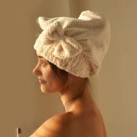 Toalla De Secado Rápido Para Pelo Con Lazo Cubrecabezas Grueso Para Mujer Accesorios De Baño Material De Terciopelo Forma Redonda - details 9