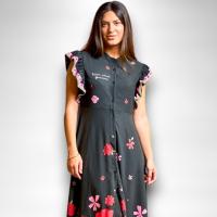 Vestido Paula Anabel Lee Mujer | Floral Rojo Rosa Asimétrico | Tejido Mágico Tirantes Volantes - details 0