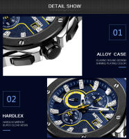 Reloj De Pulsera Militar Deportivo Para Hombre MEGIR Marca Top Resistente Al Agua Con Correa De Silicona Azul Y Calendario Automático Movimiento De Cuarzo - details 5