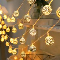 Luz De Navidad De Bolas Marruecas 1PC 1.5M/3M/6M Con Caja De Batería Decoración De Árbol De Navidad Lámpara Colgante De Hadas - details 0