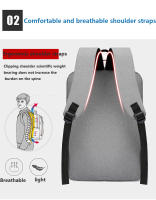Mochila Impermeable para Hombre, Morral Antirrobo con Luz Trasera, Informal, Bolsa de Viaje, Ordenador Portátil de 15.6 Pulgadas, Accesorio de Negocios - details 13