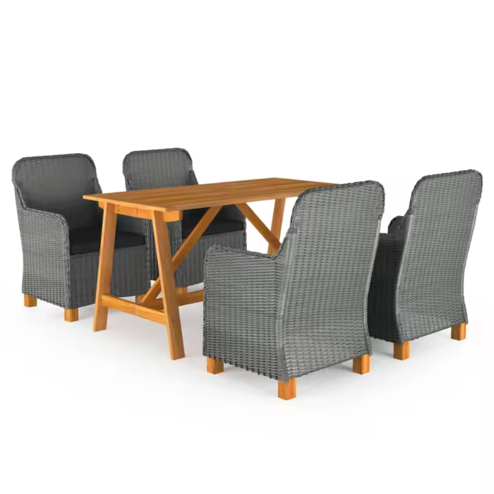 vidaXL Juego de comedor para jardín de 5 piezas gris claro - 1