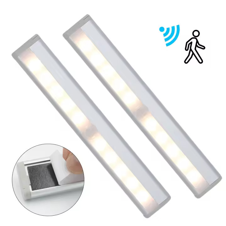 Luz Nocturna LED Con Sensor De Movimiento PIR 10 LEDs Para Armario Escalera Iluminación De Pasillo Lámpara Decorativa Sin Cable - 1