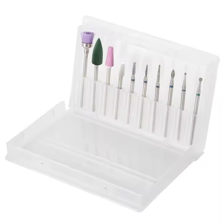 DAM. Kit de fresas para uñas, para pulidoras eléctricas. Incluye 10 tipos. 4,5x0,23x0,23 cm - 1